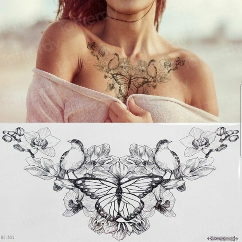 🦋 1 SHEET SEXY CHEST TEMPORARY  TATTOO ✨️🐦